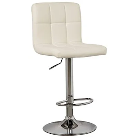 Tall Upholstered Swivel Barstool in Bone Faux Leather